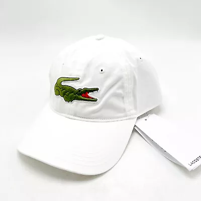 MEN Lacoste CONTRAST STRAP AND OVERSIZED CROCODILE COTTON CAP White (RK4711001) • $46.03