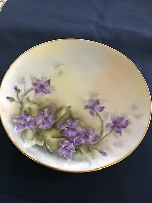 M&Z Austria Hand Painted Signed Wendal Purple Violets 6 Inch Plate C.1918-1939 • $20