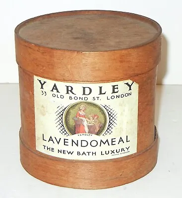 Vintage Yardley Lavendomeal Bath Soap Banded Wooden Box Empty 4  • $12