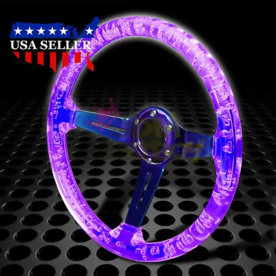 Crystal Steering Wheel Purple 6-Holes 345mm Bubble Burnt Spoke Deep Dish Racing • $79.99