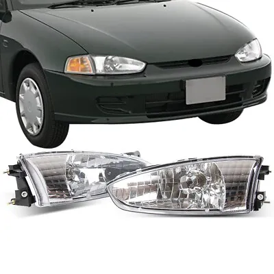 Headlights Headlamps Chrome 2PCS Fits Mitsubishi Mirage 2Dr Coupe 1997-2002 • $70.99