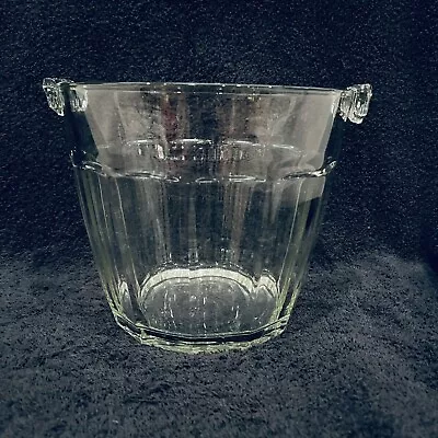 Vintage Heavy Clear Glass Bushel Basket Ice Bucket With Handles • $22.99