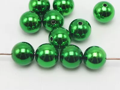 Craft DIY Shiny Metallic Color Acrylic Christmas Smooth Round Beads 12mm-20mm • $3