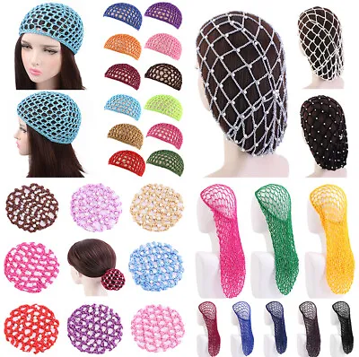 DIY Mesh Hair Net Crochet Cap Snood Sleeping Night Cover Turban Women Men Hat • £2.76