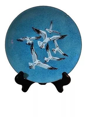 Vintage Annemarie Davidson SEAGULLS Birds Enamel Copper Mid Century Mod 6  Plate • $35.99