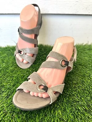 MEPHISTO Parfolia Strappy Comfort Sandal Taupe Shimmer Leather | Womens 9 • $25.99