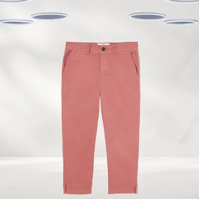 Ex Fat Face Women’s Farnham Cropped Chinos Trouser In Rose Pink (Defect) • £14.95