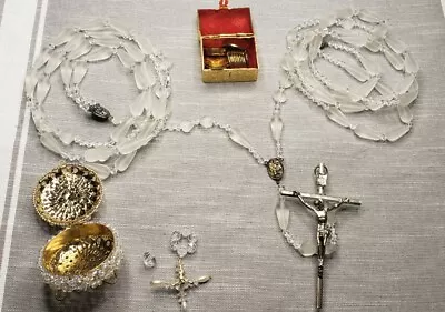 $59.99 • Buy Vintage Rosary Wedding Mexican Set Gold Coins Etc Catholic G36