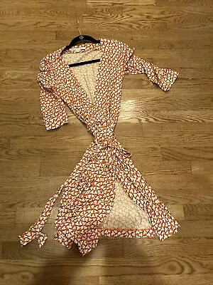 Diane Von Furstenberg Wrap Dress Vintage Orange Graphic Sz 10 • $49.99