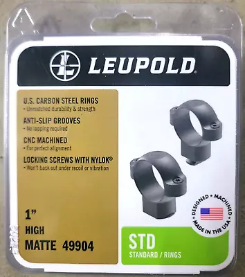 Leupold 1  High Height Standard Scope Rings 49904 Matte Black New Sealed • $32.99