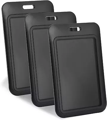 Sliding ID Badge Holder Hard Black Vertical Plastic Card Case Protector 3 Pcs US • $6.71