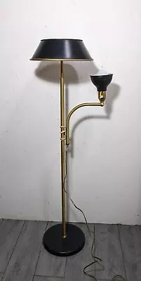 Vintage Space Age Style Mid Century Modern Tole Shade Brass Swing Arm Floor Lamp • $171