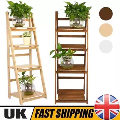 4 Tier Ladder Shelves Display Cabinet Bookshelf Unit Home Living Room Furniture • £27.16