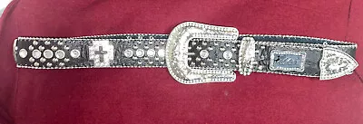 MONTANA WEST  Ge Nuine Leather Rhinestone Studded Bling Cross & Heart  Sz 36 • $45