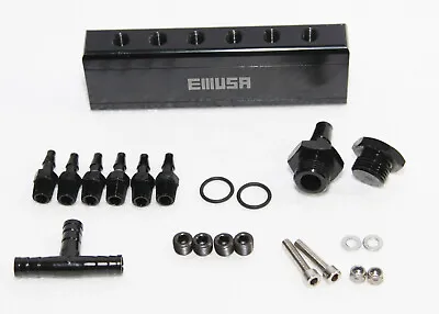 BLACK 1/8  NPT 6 Port Vacuum Manifold Kit Fit Turbo Boost Intake Manifold • $22