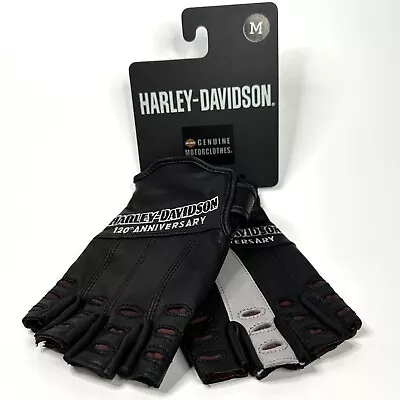 Harley Davidson 120th Anniversary True North Fingerless Leather Gloves: Men's M • $54.99