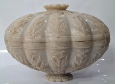 Antique Islamic Huge Size Mughal  Jade Bowl With Cover Emossed Floral Work 19 C • $1500