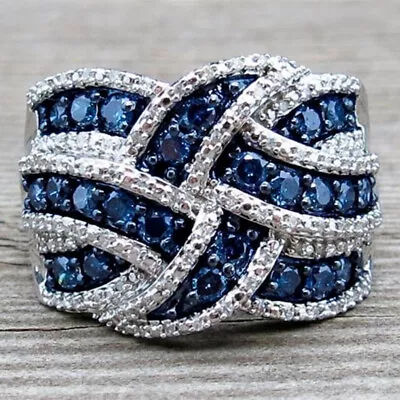 $2.40 • Buy Gorgeous Cubic Zircon 925 Silver Plated Ring Women Wedding Party Jewelry Sz 6-10