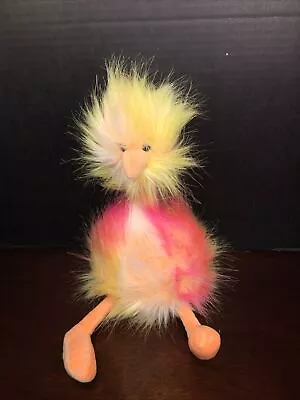 $20 • Buy VGUC-12” Jellycat Ostrich Emu Bird Stuffed Plush Neon Pink Yellow Orange