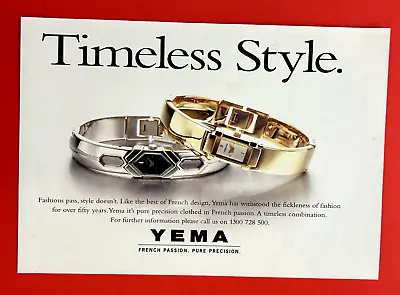 YEMA WATCHES 'French Passion' Vintage PRINT AD Original Magazine ADVERTISING • $19