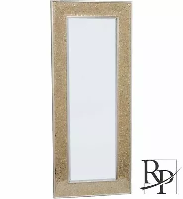 Mosaic Mirror Crackle Glass Effect Champagne Frame Wall Hung Mirror Full Length • £89.99