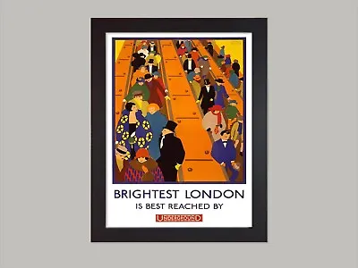 Framed London Underground Brightest London Vintage Travel Poster Repro Print • £25.99