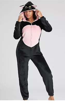 £19.99 • Buy NEW NEXT LADIES  BLACK CAT ALL IN ONE PYJAMAS Onesie LARGE