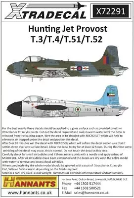 Xtradecal X72291 1/72 Hunting Jet Provost T.3/T.3a/T4/T51/T52 Model Decals • £8.95