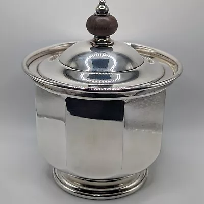 Vintage MCM Silver Plate Over Brass Lined Octagon Ice Bucket W/Wooden Knob Lid • $39.95