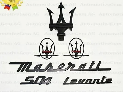 ForMaserati Emblem Levante SQ4 Grille Trident Matte Black Badge Set Sticker Kit. • $79.99