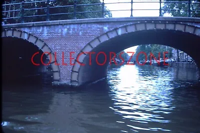 35mm Slide 1970 Amsterdam View Of Canal Bridges From Boat V2 Kodachrome • £8