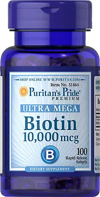 Biotin 10000 Mcg Helps Promote Skin Hair And Nail Health Softgels 100 Count • $8.75