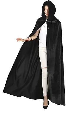Medieval Vampire Velvet Hooded Cloak Long Robe W/ Witch Capes Halloween Costume • $12.99