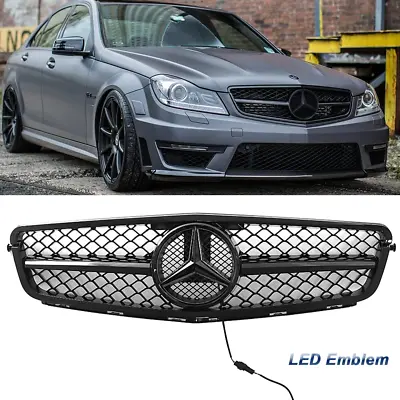 Gloss Black AMG Grille W/LED Emblem For 2008-2014 Mercedes Benz W204 C-Class • $70.34