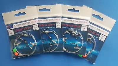 4x 60lb Sliding Snelled Double Hook Rig 2x Octopus Circle 5/0 Hooks & Lumo Beads • $18.92