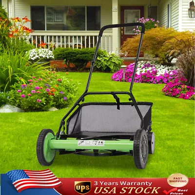 20  Manual Lawn Mower Hand Push Reel Walk-Behind Grass Catcher With 5 Blades USA • $160