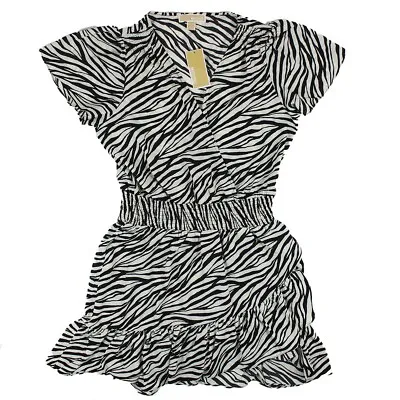 Women's Michael Kors Zebra Print Ruffle Chic Summer Style Dress QS48ZXSF2R • $42.99