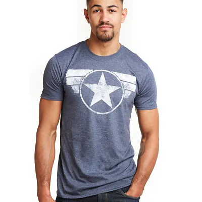 Captain America Mens T-shirt Logo Navy S-2XL Marvel Avengers Official • £13.99