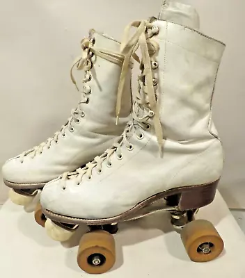 Vintage Chicago Roller Skate Co. White Skates  Size 6.5  Women's Hyde Leather • $34.99