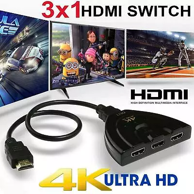 3 Port 4K HDMI 2.0 Cable Splitter Switch Switcher 3x1 Adapter HUB 3 To 1 PS4 PS5 • $5.79