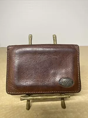 FOSSIL Men's Brown Soft Leather Bifold Credit Card ID Wallet Nice VTG Quality • $20