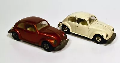 Two Vintage 1968 Matchbox Lesney #15 Diecast  Red & White Volkswagen VW Bug Toys • $1.30