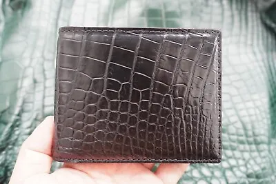 Handmade Black Real Crocodile Belly Leather Skin Men Bifold Wallet #X55 • $48.36