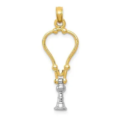 14k Two-tone Gold 3-D Stethoscope Pendant For Womens 1.29g L-32mm W-11mm • $388.39