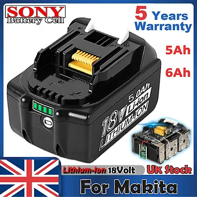 5.0Ah 6.0Ah For Makita 18V Li-Ion LXT Battery BL1830 BL1850 BL1860 LED Indicator • £17.89