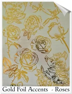 ROSES - Gold Metallic Foil Accents - Hokus Pokus Rub On Art • £9.50