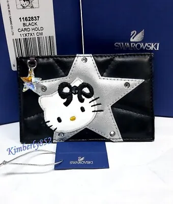 Swarovski Hello Kitty Rock Card Holder Black Leather Sanrio Crystal NEW 1162837 • $148.50