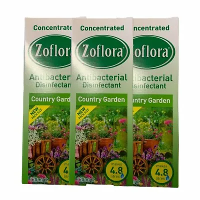 £6.79 • Buy 3 X Zoflora Concentrate Disinfectant Country Garden Scent, 120ml 