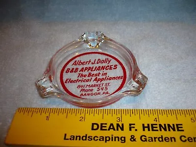 Vintage Glass Ashtray Advertising  Albert Dolly Bangor Pa Electrical Appliances • $16