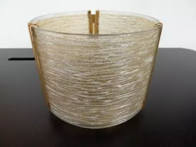 Vintage Retro MCM Textured Perspex Glass Gold Tone Metal Light Lamp Shade • $69.99